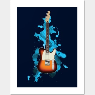 T-Style Electric Guitar Sunburst and Rosewood Posters and Art